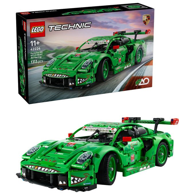 Lego 42224 Technic Auto Porsche 911 GT3 R REXY AO Racing con sterzo sospensioni differenziale portiere e bagagliaio apribili 1313 pezzi colore Multicolore