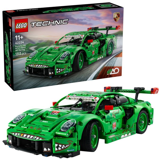 Lego 42224 Technic Auto Porsche 911 GT3 R REXY AO Racing con sterzo sospensioni differenziale portiere e bagagliaio apribili 1313 pezzi colore Multicolore