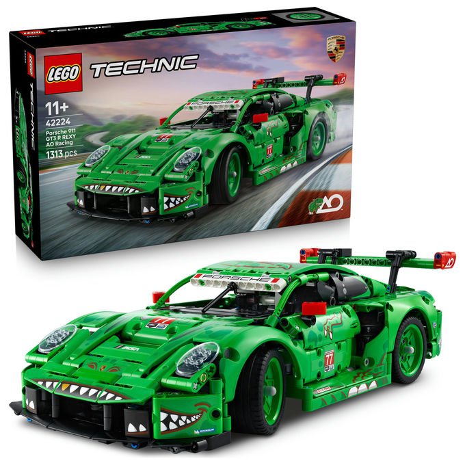 Lego 42224 Technic Auto Porsche 911 GT3 R REXY AO Racing con sterzo sospensioni differenziale portiere e bagagliaio apribili 1313 pezzi colore Multicolore