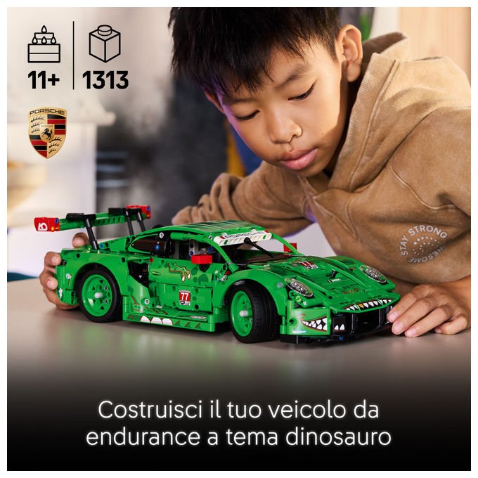 Lego 42224 Technic Auto Porsche 911 GT3 R REXY AO Racing con sterzo sospensioni differenziale portiere e bagagliaio apribili 1313 pezzi colore Multicolore