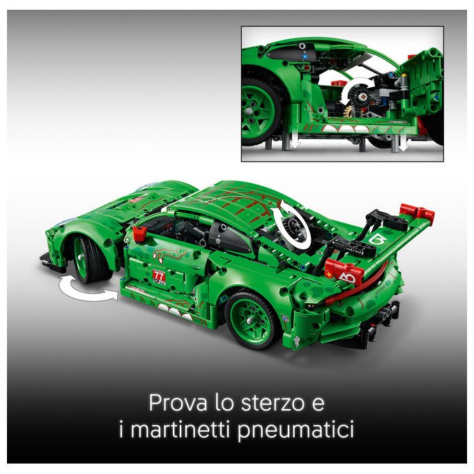 Lego 42224 Technic Auto Porsche 911 GT3 R REXY AO Racing con sterzo sospensioni differenziale portiere e bagagliaio apribili 1313 pezzi colore Multicolore