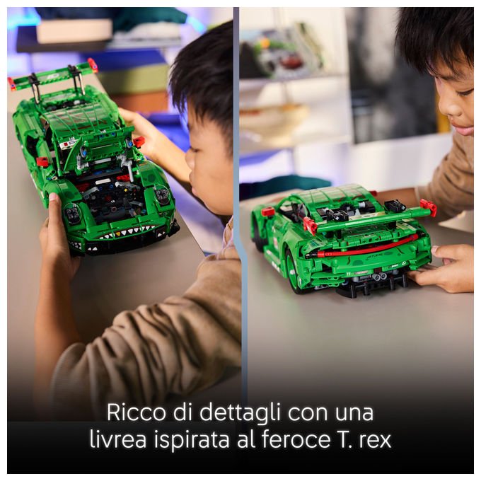 Lego 42224 Technic Auto Porsche 911 GT3 R REXY AO Racing con sterzo sospensioni differenziale portiere e bagagliaio apribili 1313 pezzi colore Multicolore