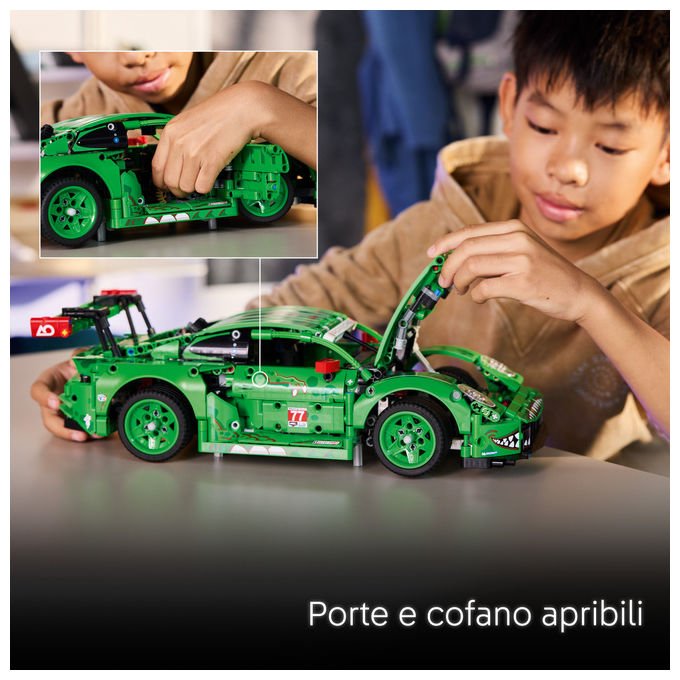 Lego 42224 Technic Auto Porsche 911 GT3 R REXY AO Racing con sterzo sospensioni differenziale portiere e bagagliaio apribili 1313 pezzi colore Multicolore