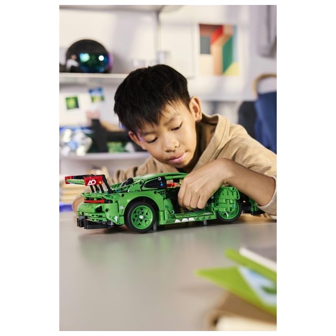 Lego 42224 Technic Auto Porsche 911 GT3 R REXY AO Racing con sterzo sospensioni differenziale portiere e bagagliaio apribili 1313 pezzi colore Multicolore