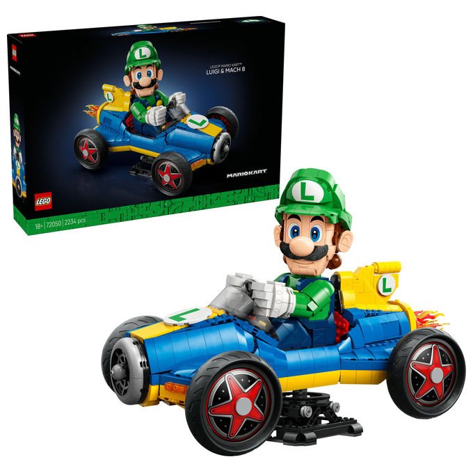 Lego 72050 Super Mario Mario Kart Luigi e Mach 8 Set da Costruzione per Adulti 2234 Pezzi 41x23x25 cm