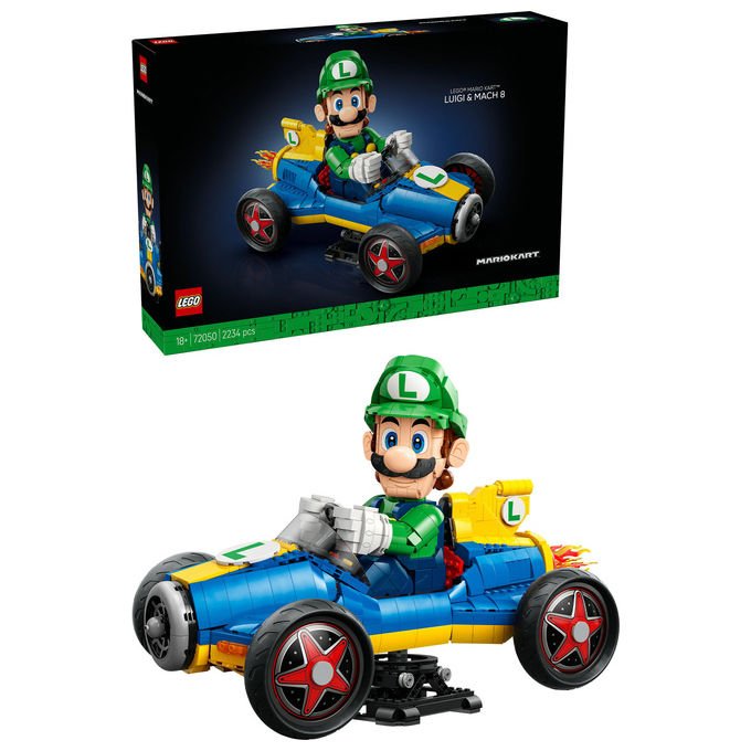 Lego 72050 Super Mario Mario Kart Luigi e Mach 8 Set da Costruzione per Adulti 2234 Pezzi 41x23x25 cm