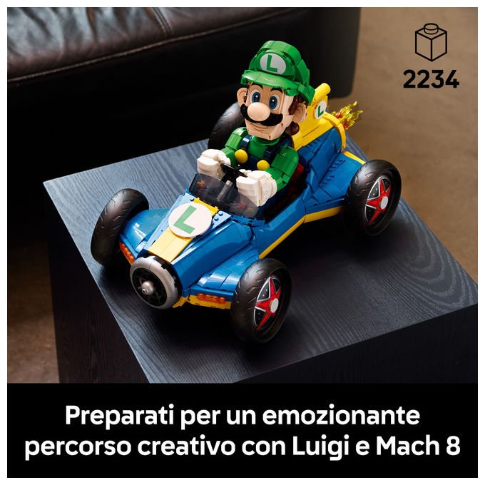 Lego 72050 Super Mario Mario Kart Luigi e Mach 8 Set da Costruzione per Adulti 2234 Pezzi 41x23x25 cm