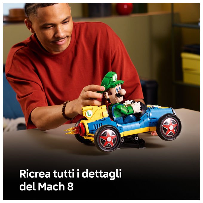 Lego 72050 Super Mario Mario Kart Luigi e Mach 8 Set da Costruzione per Adulti 2234 Pezzi 41x23x25 cm