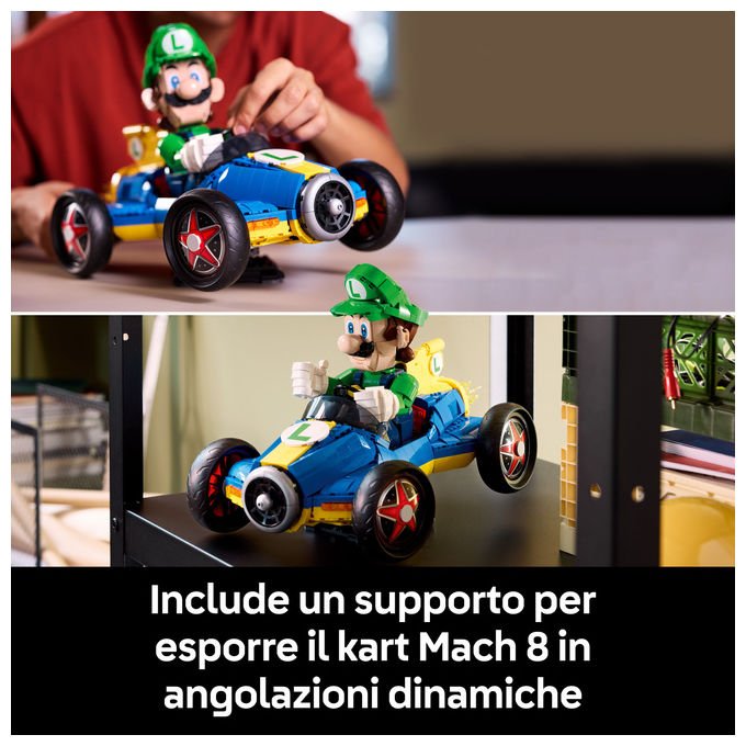 Lego 72050 Super Mario Mario Kart Luigi e Mach 8 Set da Costruzione per Adulti 2234 Pezzi 41x23x25 cm