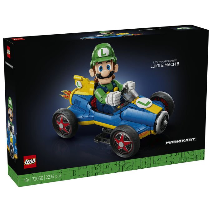 Lego 72050 Super Mario Mario Kart Luigi e Mach 8 Set da Costruzione per Adulti 2234 Pezzi 41x23x25 cm