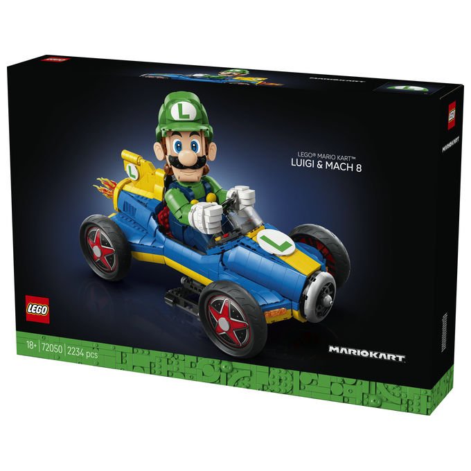 Lego 72050 Super Mario Mario Kart Luigi e Mach 8 Set da Costruzione per Adulti 2234 Pezzi 41x23x25 cm