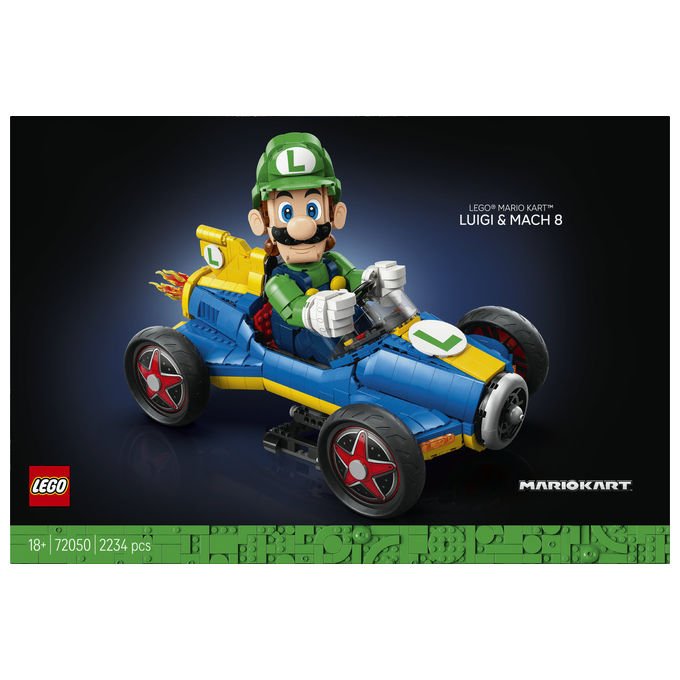 Lego 72050 Super Mario Mario Kart Luigi e Mach 8 Set da Costruzione per Adulti 2234 Pezzi 41x23x25 cm