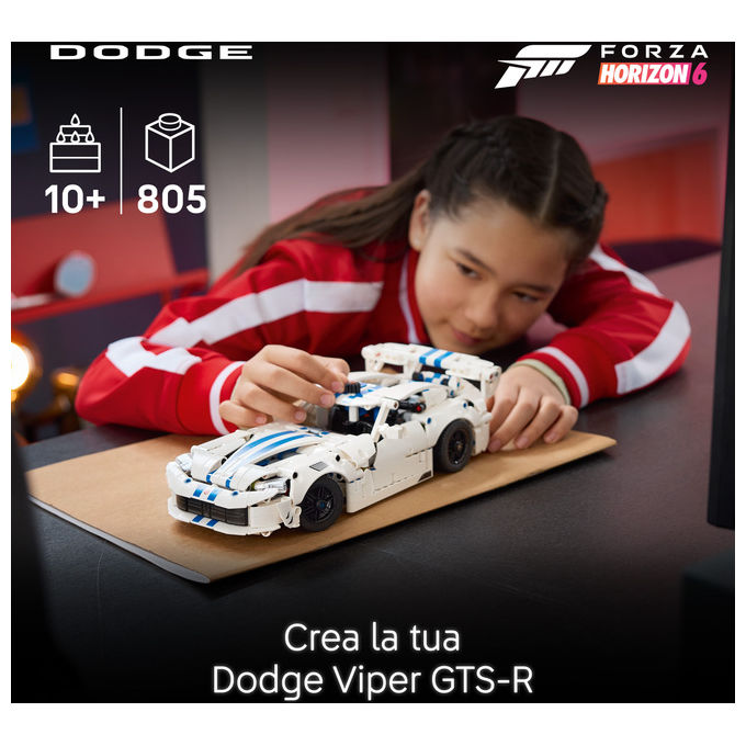 Lego 42234 Technic Auto Sportiva Dodge Viper GTS-R con Motore V10 Sterzo e Differenziale 805 pezzi colore Multicolore