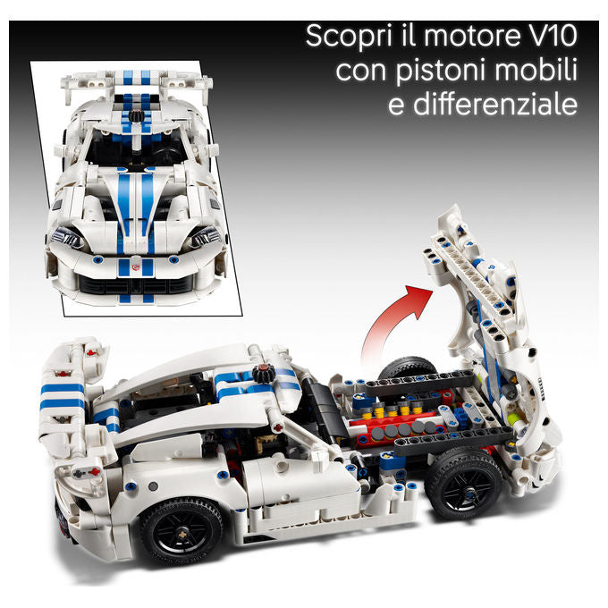 Lego 42234 Technic Auto Sportiva Dodge Viper GTS-R con Motore V10 Sterzo e Differenziale 805 pezzi colore Multicolore