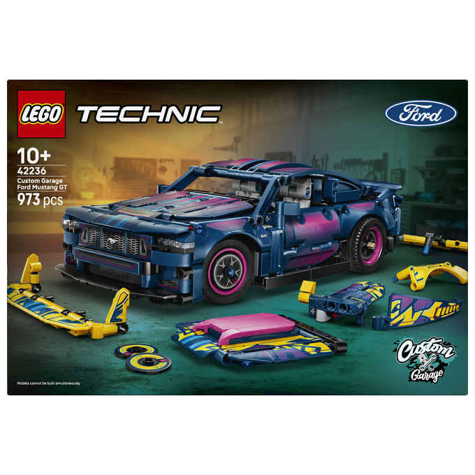 Lego 42236 Auto Ford Mustang GT Custom Garage Giocattolo con Motore V8 Sterzo HOG Parti Intercambiabili da 10+ colore Multicolore