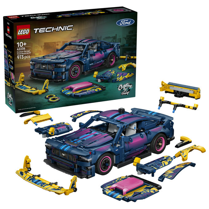 Lego 42236 Auto Ford Mustang GT Custom Garage Giocattolo con Motore V8 Sterzo HOG Parti Intercambiabili da 10+ colore Multicolore