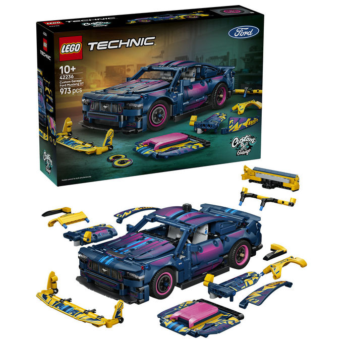 Lego 42236 Auto Ford Mustang GT Custom Garage Giocattolo con Motore V8 Sterzo HOG Parti Intercambiabili da 10+ colore Multicolore