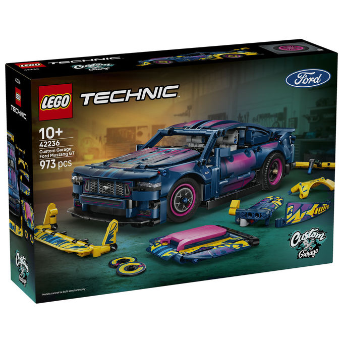 Lego 42236 Auto Ford Mustang GT Custom Garage Giocattolo con Motore V8 Sterzo HOG Parti Intercambiabili da 10+ colore Multicolore