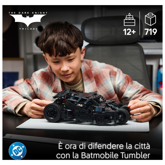Lego 42239 Technic Batmobile Tumbler Giocattolo Telecomandato con Controllo App e Luci Funzionanti colore Nero