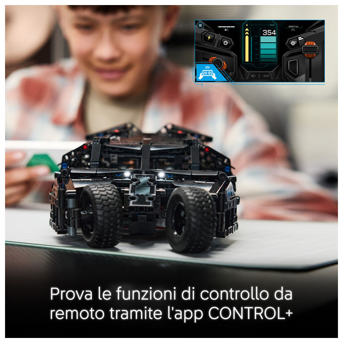 Lego 42239 Technic Batmobile Tumbler Giocattolo Telecomandato con Controllo App e Luci Funzionanti colore Nero