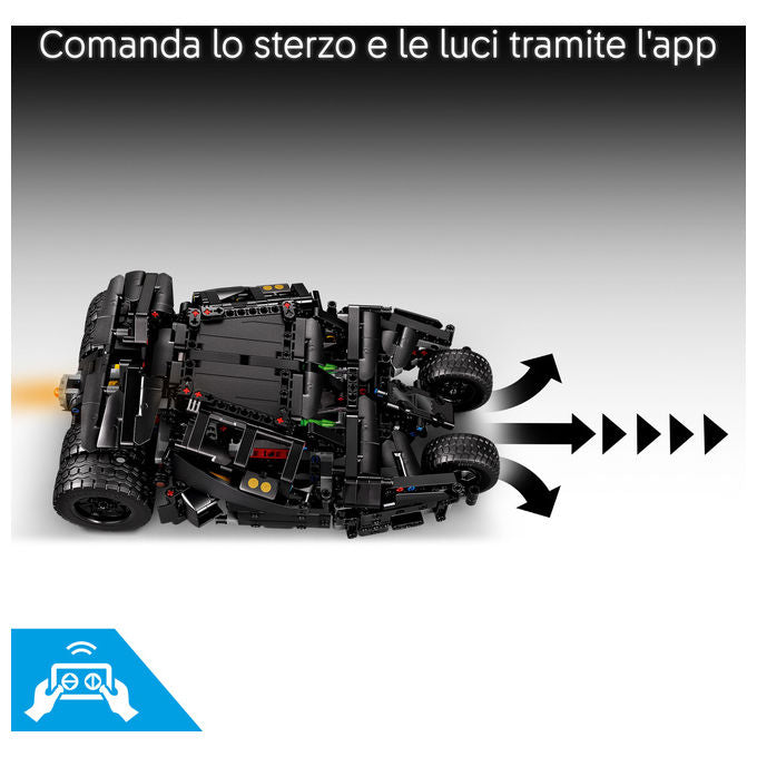 Lego 42239 Technic Batmobile Tumbler Giocattolo Telecomandato con Controllo App e Luci Funzionanti colore Nero