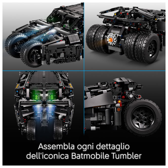 Lego 42239 Technic Batmobile Tumbler Giocattolo Telecomandato con Controllo App e Luci Funzionanti colore Nero