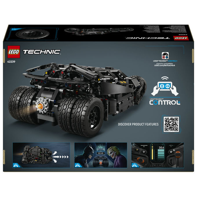 Lego 42239 Technic Batmobile Tumbler Giocattolo Telecomandato con Controllo App e Luci Funzionanti colore Nero