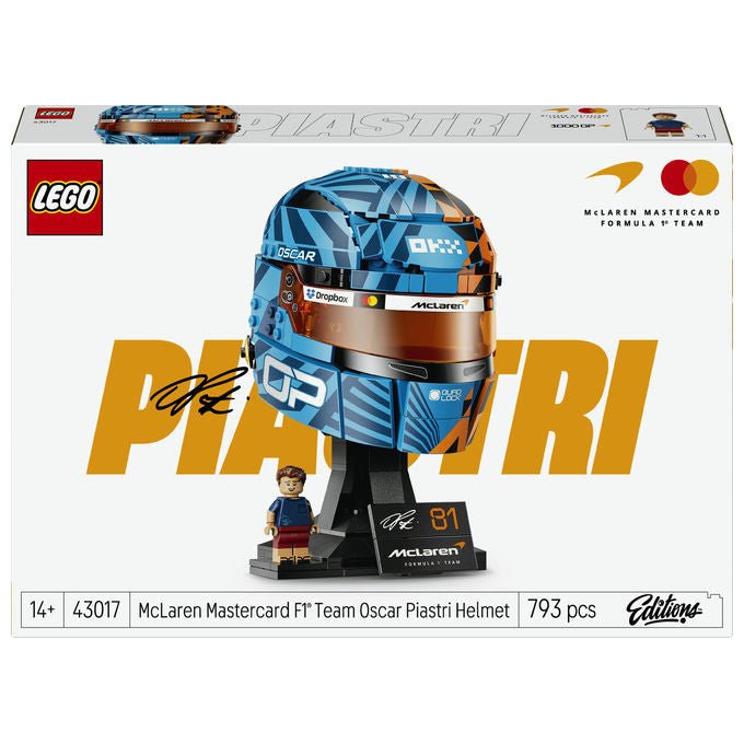 Lego 43017 Editions Casco Formula 1 Oscar Piastri McLaren Mastercard F1 Team 793 pezzi 14+ colore Papaya e Blu