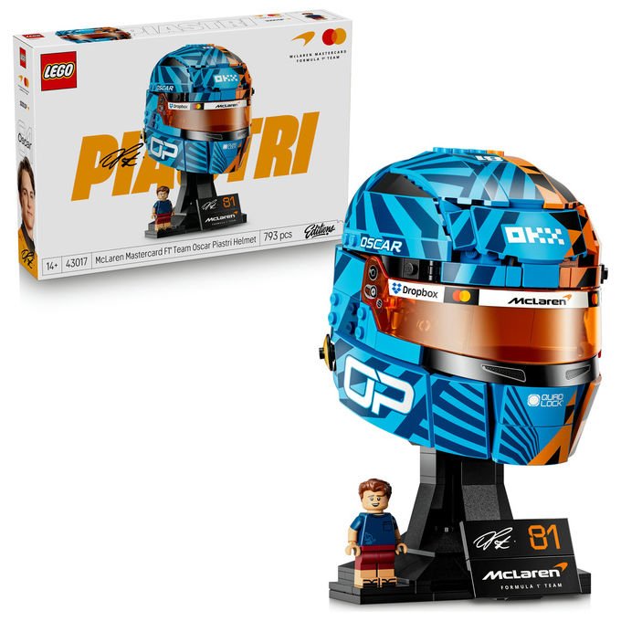 Lego 43017 Editions Casco Formula 1 Oscar Piastri McLaren Mastercard F1 Team 793 pezzi 14+ colore Papaya e Blu