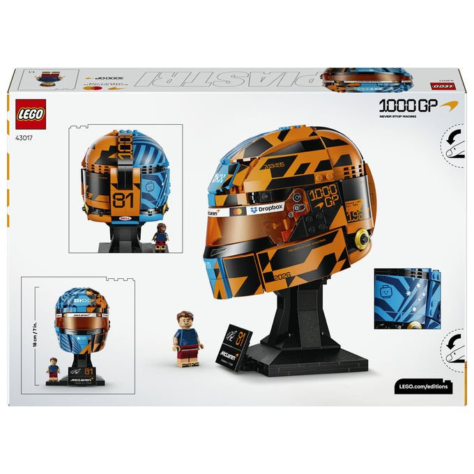 Lego 43017 Editions Casco Formula 1 Oscar Piastri McLaren Mastercard F1 Team 793 pezzi 14+ colore Papaya e Blu