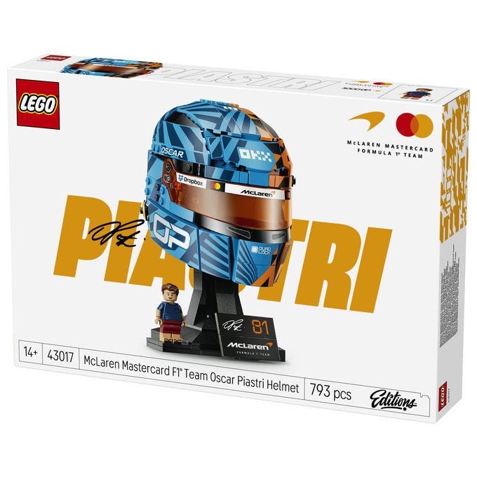 Lego 43017 Editions Casco Formula 1 Oscar Piastri McLaren Mastercard F1 Team 793 pezzi 14+ colore Papaya e Blu
