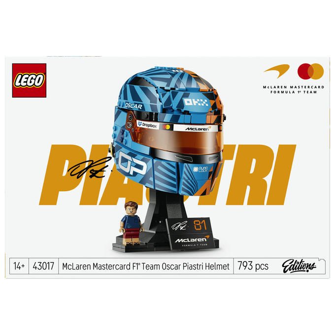 Lego 43017 Editions Casco Formula 1 Oscar Piastri McLaren Mastercard F1 Team 793 pezzi 14+ colore Papaya e Blu