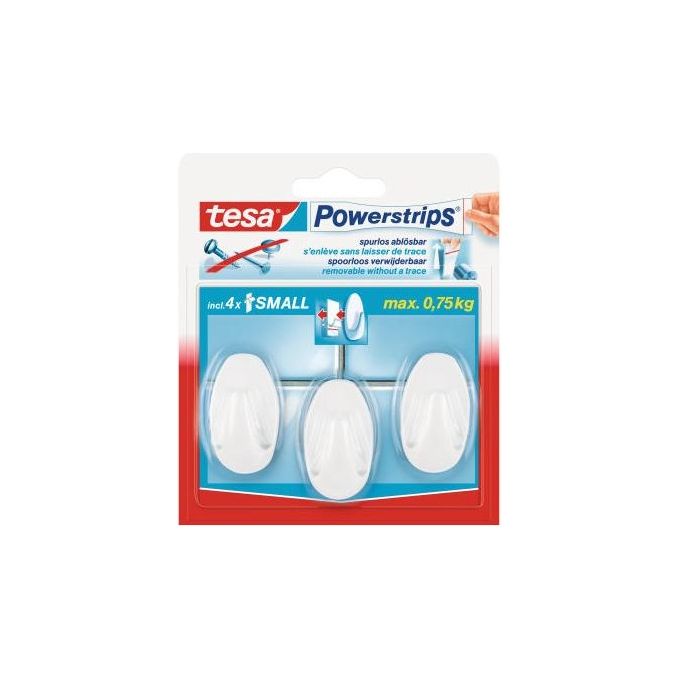 Tesa Confezione 3 Ganci Appenditutto Ovali  Bianchi Tesa Powerstrips Small