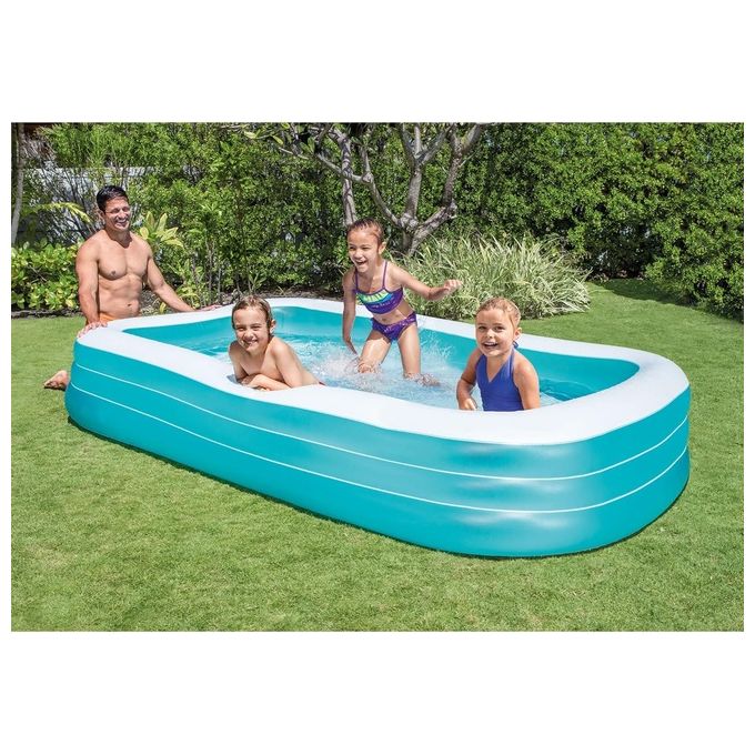 Intex 58484 Family Piscina Gonfiabile Rettangolare 3 Camere d'Aria 305x183x56 cm 1050 L colore Blu Bianco