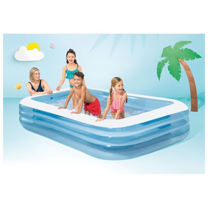 Intex 58484 Family Piscina Gonfiabile Rettangolare 3 Camere d'Aria 305x183x56 cm 1050 L colore Blu Bianco