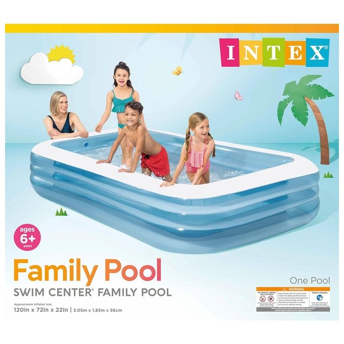 Intex 58484 Family Piscina Gonfiabile Rettangolare 3 Camere d'Aria 305x183x56 cm 1050 L colore Blu Bianco