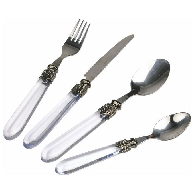 VDE TIVOLI 1996 Imperial Set 24 Posate In Acciaio Con Impugnatura In Plastica Trasparente