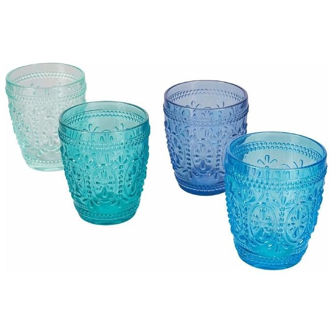 VDE TIVOLI 1996 Set 4 Bicchieri Acqua In Vetro 300 Ml, Imperial Ocean