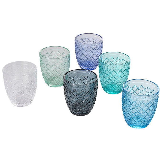 VDE TIVOLI 1996 Castle Set 6 Bicchieri Acqua Ocean In Vetro 275 Ml