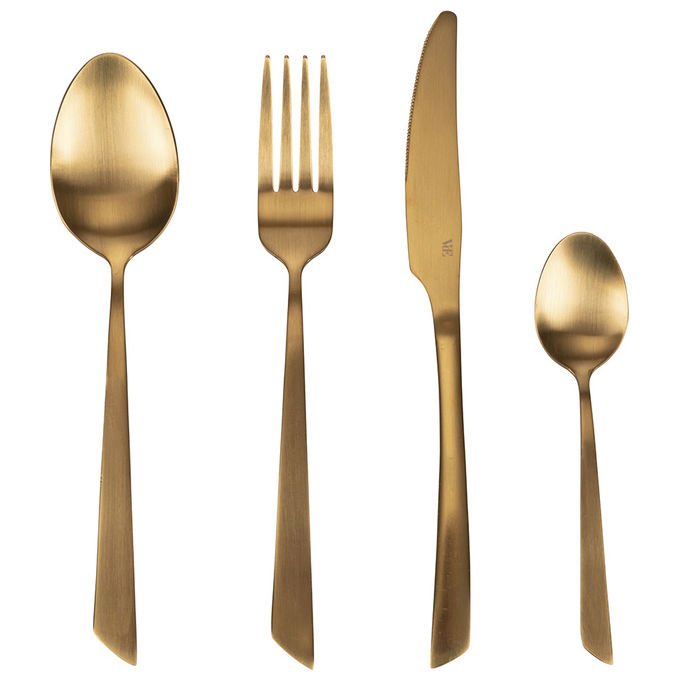 Set 24 posate in acciaio inox, oro satinato, Cut