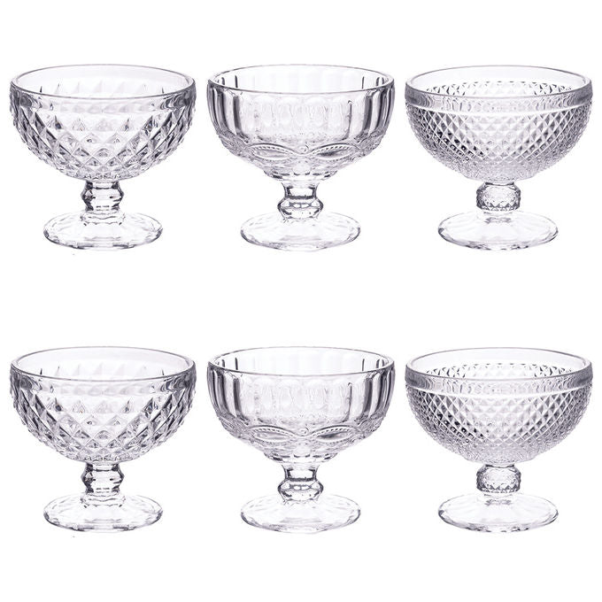 Set 6 coppette 390 ml in vetro, Vintage
