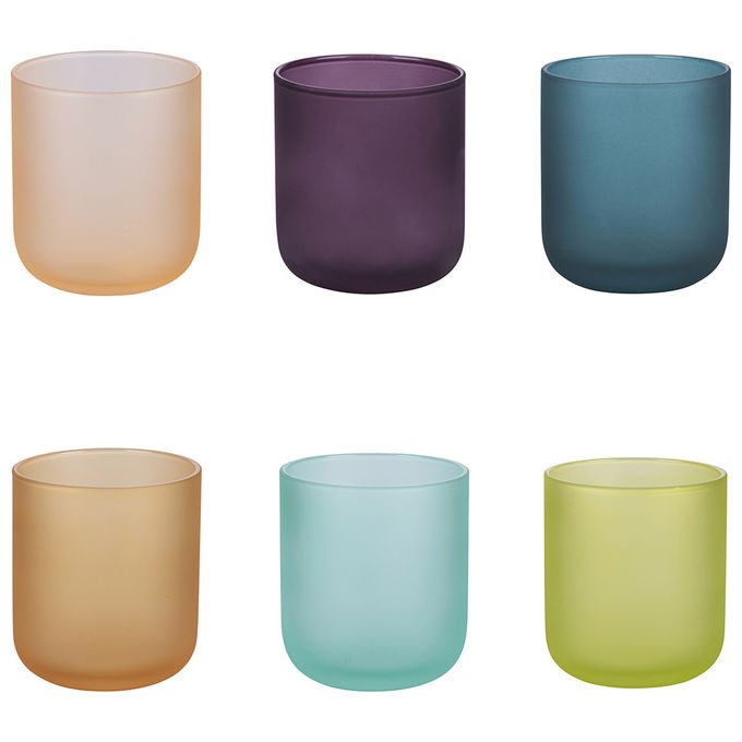 Set 6 bicchieri acqua 300 ml in vetro effetto frosted, Color Shock