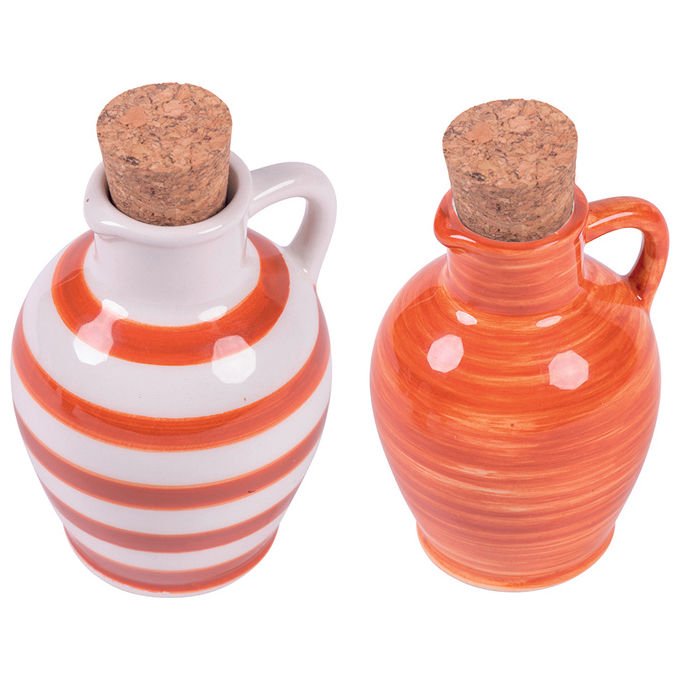 Anfora mini oliera 95 ml in ceramica tappo in sughero, Masseria