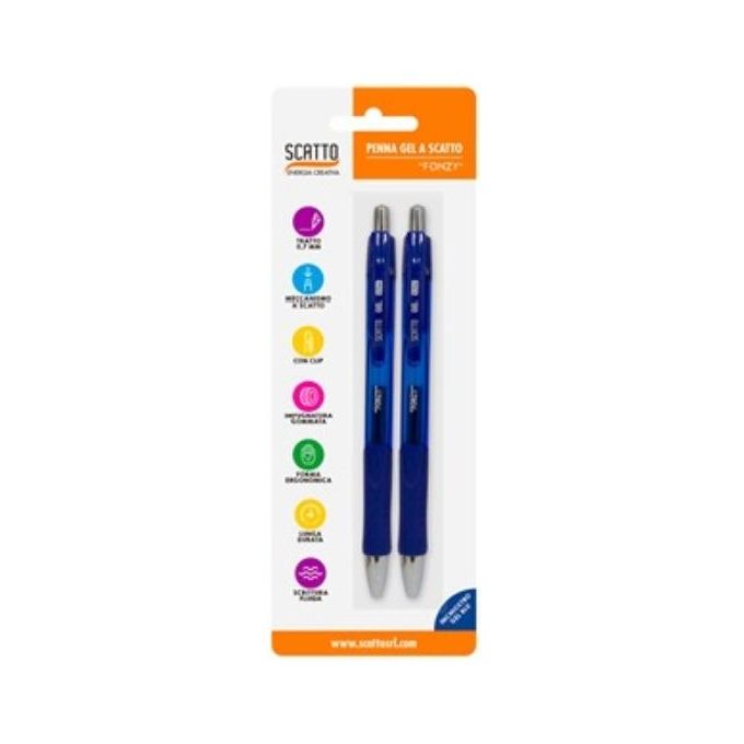 Scatto Confezione 2 Pezzi Penna a Gel 0.7mm Blu