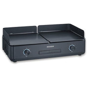 Severin PG 8569 Piastra Griglia Plancha XXL 2200 W Superficie Cottura 48x27 cm Controllo Separato Piastre Rivestimento Ceramica Antiaderente colore Nero