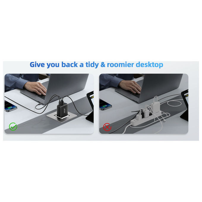 Acer ZL.ADTCC.00J Caricabatterie Interno Universale con Ricarica Rapida Power Delivery 2 Porte USB-C 1 USB-A 100 W Cavo 2 m colore Nero
