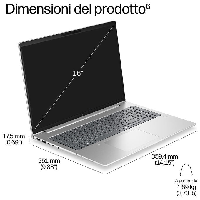 HP DQ6N4AT ProBook 4 G2i Computer portatile Intel Core 7 350 16 GB LPDDR5x 512 GB SSD Wi-Fi 7 Windows 11 Pro colore Argento