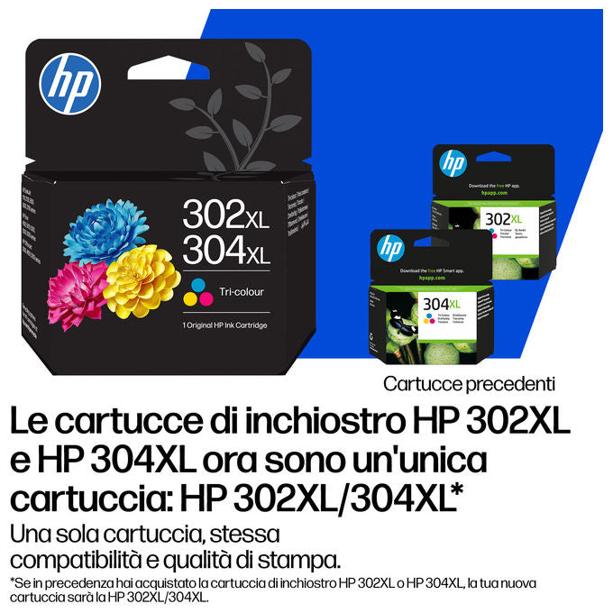 HP B82L1AE Confezione da 2 cartucce di inchiostro tricromia-nero HP 302-304 Tipo Resa standard Resa 120 pagine colore Nero