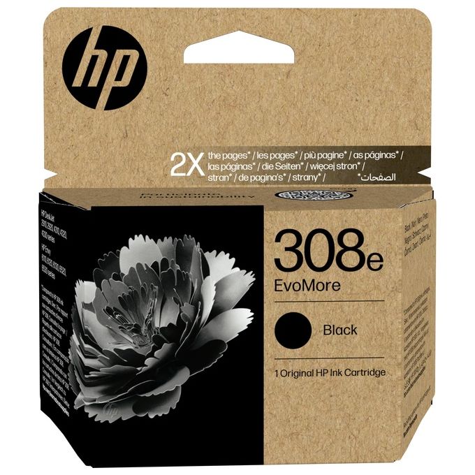 HP 7FP22UE Cartuccia di Inchiostro Nero Originale EvoMore 308e Resa 320 Pagine Inchiostro a Base di Pigmento colore Nero