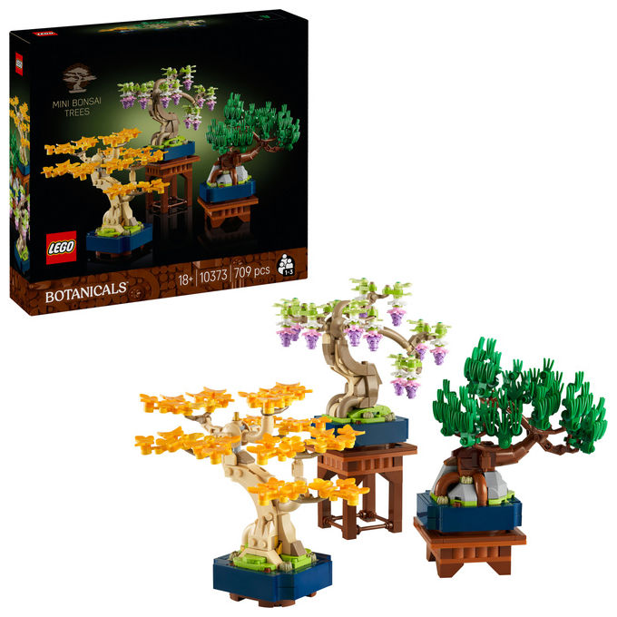 Lego 10373 Botanicals Mini Bonsai Set da Costruzione 3 Piante Artificiali con Foglie Intercambiabili e 2 Espositori colore Multicolore